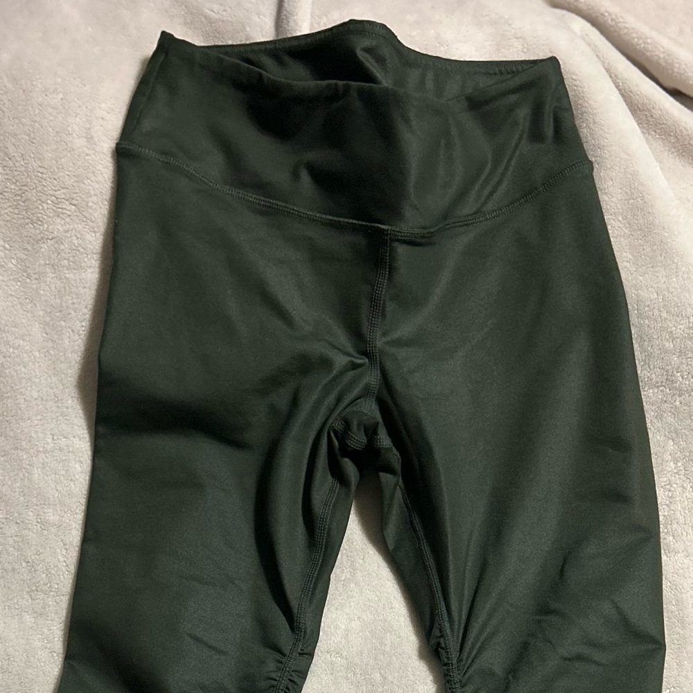 Olive green, extra long, scrunchy bottom.